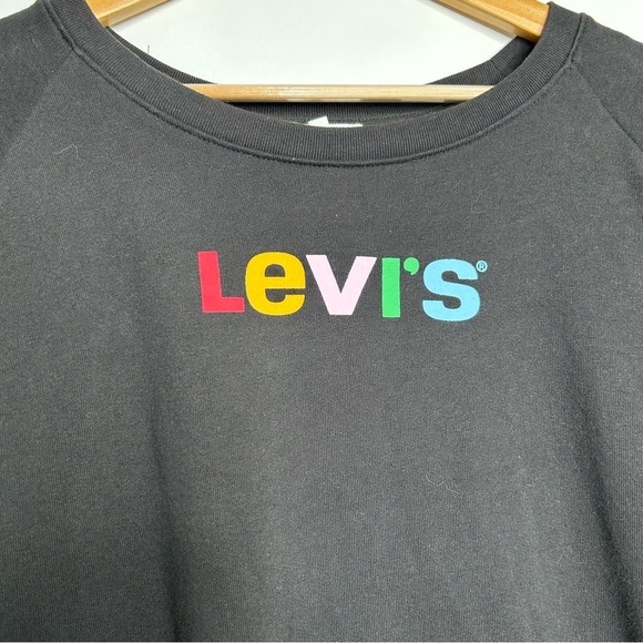 Levi's Relaxed Graphic Crewneck Rainbow Sweatshirt Black Retro Y2K Women’s XXL - Picture 3 of 8